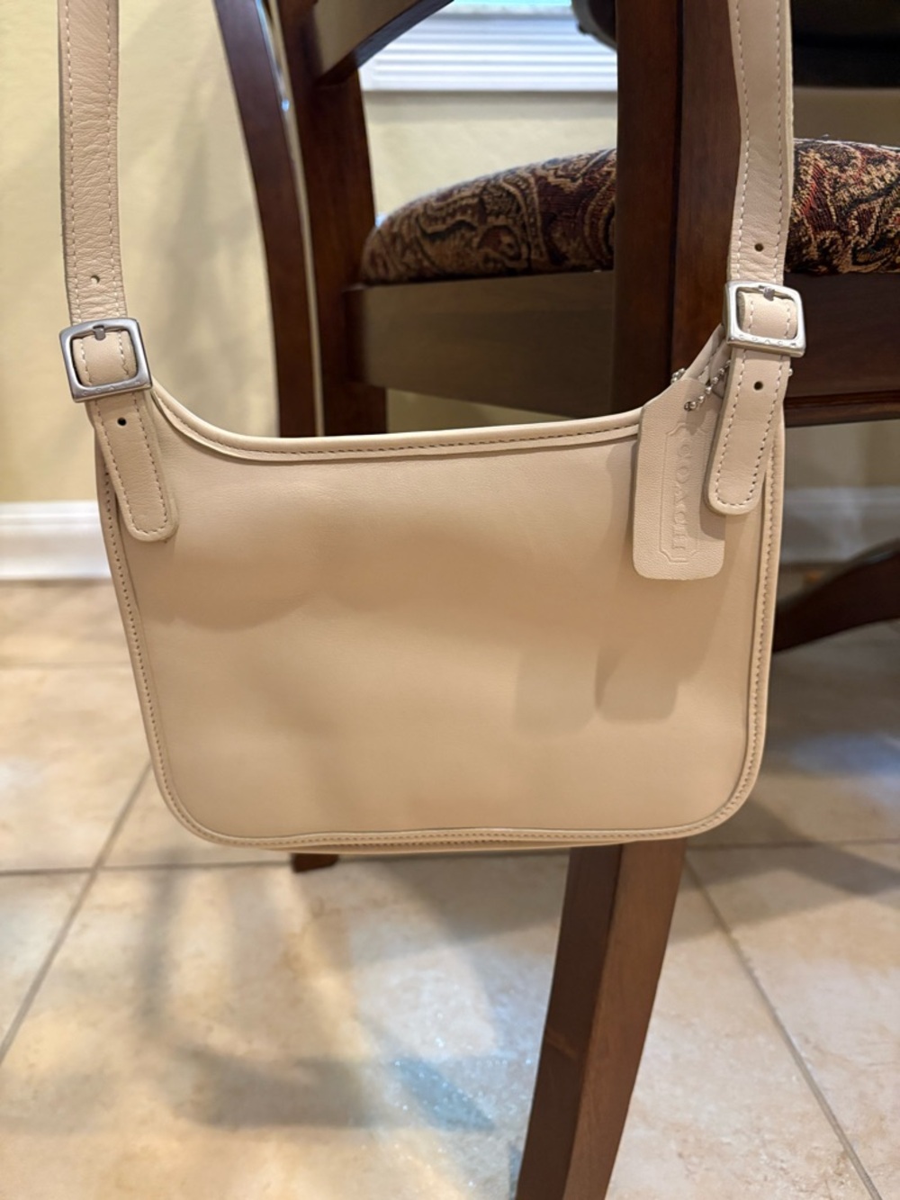 Coach Classic Cream Leather Small Crossbody Bag - Women - Picture 10 of 15